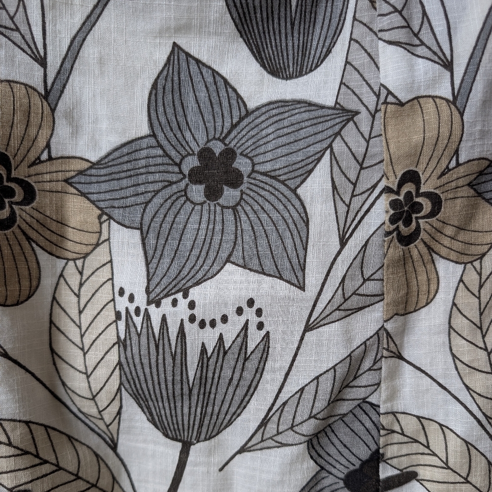 Y2K Floral A-Line Skirt Cream Black Cream Size Small Vintage Cotton Boho Twee - Picture 6 of 10